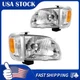 Headlight Assembly Set Fit For 01-04 Toyota Tacoma Halogen Chrome Amber Clear
