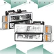 [LED DRL]Fits 94-98 Chevy C10 C/K 1500 2500 Headlight+Bumper Corner Lamps Chrome