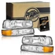WEELMOTO Pair Headlights For 1999-2002 Chevy Silverado/00-06 Tahoe Suburban 1500