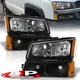 4PC Black Headlights + Bumper Lamps For 2003-2006 Chevy Silverado 1500 2500 3500
