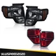 Fit For 2009-2014 Ford F-150 Smoked/Black Headlights + Tail Lights Brake Lamps
