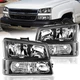 For 2003-2006 Chevy Silverado Chrome Housing Clear Corner Headlight Bumper Lamps