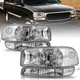 For 1999-2006 GMC Sierra/ 00-06 Yukon 4Pcs Factory Headlights+Bumper Lamp 99-06