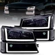 Smoke Headlights For 2003-2006 Chevy Silverado Avalanche Bumper Lamp W/ LED DRL