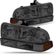 Headlights Smoked/Amber +Bumper Signal Light for Chevy S10/Blazer 1998-2004