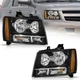 Pair Headlights For 2007-2014 Chevy Suburban Tahoe Avalanche Black w/ Bulbs