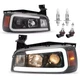 For Dodge Charger 2006-2010 Black LED Tube Projector Headlights Headlamps Pair