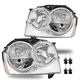 For 2005-2007 Jeep Grand Cherokee Chrome Halogen Headlights Headlamp L+R W/Blubs