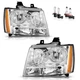 For 2007-2014 Chevy Suburban Tahoe Avalanche Chrome Headlights W/Bulbs L+R Pair