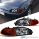 Fits 92-95 Honda Civic 4Dr Sedan Matte Black Headlights+Dark Amber Corner Lamps