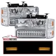 Headlights Fits 1994-1998 Chevy C/K 1500 Silverado Tahoe LED Corner Bumper Lamps