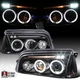 Fit 2006-2010 Dodge Charger LED Halo Projector Headlights+Corner Signal Black