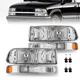 For 1998-2005 Chevy S10/Blazer Chrome Headlights L+R Bumper Lamps 4PCS W/Bulbs