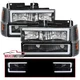 Black Headlights+Corner Bumper Lamp LED Tube Fit 94-98 GMC Sierra Yukon C/K 1500