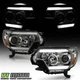 For Smoked 2012-2015 Toyota Tacoma LED Tube DRL Projector Headlights Headlamps