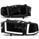 DUAL LED DRL Headlight Bumper Signal Lamp For 94-02 Dodge Ram Black Smoked Clear