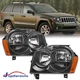 Pair Black Headlights For 2005 2006 2007 Jeep Grand Cherokee Sport Utility