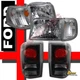 1993-1997 Ford Ranger Chrome Headlights Corner + Tail Lights Black RH + LH