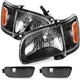 Headlight + Bumper Light Set For 2001-2004 Toyota Tacoma Black Pair Headlamp