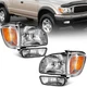 For 2001-2004 Toyota Tacoma Chrome Headlights+Corner Signal Lights+Bumper Lamps