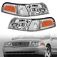  Headlights For 1998-2011 Ford Crown Victoria Amber Corner Parking Signal Lights