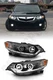 Black Projector Headlights w/ Halo Rims & LED Strip for 2009-2012 Acura TSX