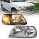 Headlights Chrome Clear Projector Headlamps Pairs For 1997-2003 Ford F150 F-150