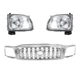 Grille Assembly + Headlight Set Halogen For 01-04 Toyota Tacoma Base DLX Pre