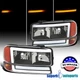 Fits 1999-2006 GMC Sierra Yukon XL Black Headlights LED Signal LED bar