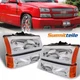 LED DRL Chrome Headlights Bumper Lamps For 03-07 Chevy Silverado Avalanche