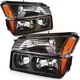 Fits 02-06 Chevy Avalanche Body Cladding Model Headlights Assembly +Bumper Lamps