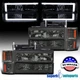 For 1994-1998 Chevy C10 C/K Tahoe Suburban Smoke Headlights LED w/ Corner+Bumper
