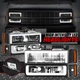 [LED DRL] For 88-93 Chevy C10 C/K 1500 2500 Headlights Bumper Corner Lamps Black