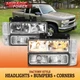 For 94-00 GMC C10 C/K 1500 2500 3500 Clear Corner Chrome Headlight Assembly Lamp