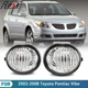 For 2003-2008 Toyota Pontiac Vibe Clear Lens Pair Bumper Fog Lights Front Lamps