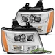 2007-2014 Chevy Suburban/Tahoe/Avalanche Chrome LED Bar Projector Headlights Set