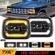 Pair For 82-93 Chevy S10 Blazer GMC S15 7X6" Projector LED Headlights Hi/Lo Beam