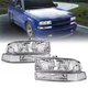 For 1998-2004 Chevy s10 Blazer Chrome/Clear Headlights Assembly Bumper Headlamps