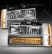 88-93 CHEVY/GMC C/K 1500 2500 3500 CRYSTAL HEADLIGHTS CHROME W/LED BUMPER+CORNER