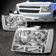 FOR 07-14 CHEVY TAHOE SUBURBAN CHROME HOUSING CLEAR CORNER HEADLIGHT HEAD LAMPS