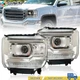 LED DRL Headlights Clear Chrome For 2014-2018 GMC Sierra 1500 2500 HD 3500 HD