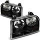Pair Headlights Assembly For Chrysler 300 2.7L 3.5L 2005-2010 Black Housing