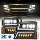 For 03-06 Chevy Avalanche 1500 2500 DRL LED Headlights DOT Bumper Signal Lamps