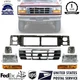 Front Header Panel + Grille + Head Lights Kit For 1992-1997 Ford F150 F250 F350