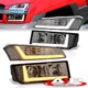 Smoke 4PC LED DRL Projector Head Lights + Bumpers For 2002-2006 Chevy Avalanche
