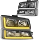 Headlight LED DRL Sequential Turn Signal For 2003-2007 Chevy Silverado Avalanche