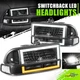 Square LED DRL Switchback Headlights for Chevy Blazer/S10 98-04 Black/Clear Pair