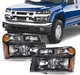 04-12 Chevy Colorado GMC Canyon Headlight Assembly 4pcs Black Housing Amber 04-12 Chevy Colorado GMC Canyon Headlight Assembly 4pcs Black Housing Amber