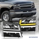 Pair Black LED Headlights Sequential Signal For 03-07 Chevy Silverado Avalanche