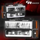 Blk C-Tube LED DRL Headlight Bumper Signal Lamps for 1988-1993 Chevy C/K Pickup